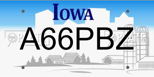 A66PBZ Iowa License Plate