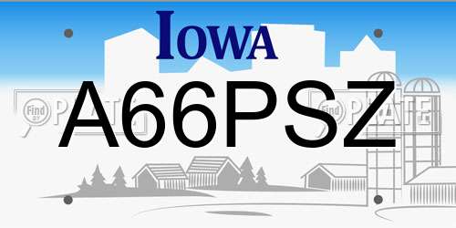 A66PSZ Iowa License Plate