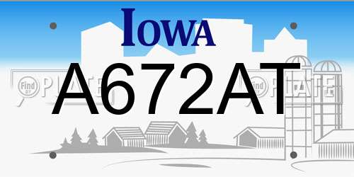 A672AT Iowa License Plate