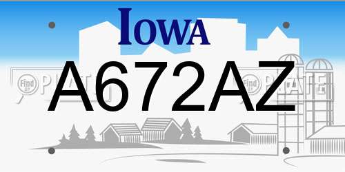 A672AZ Iowa License Plate