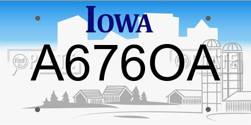 A676OA Iowa License Plate