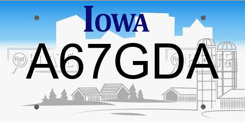 A67GDA Iowa License Plate