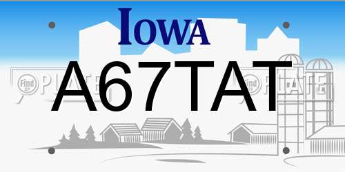 A67TAT Iowa License Plate