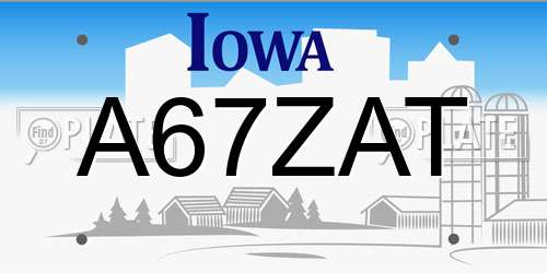 A67ZAT Iowa License Plate