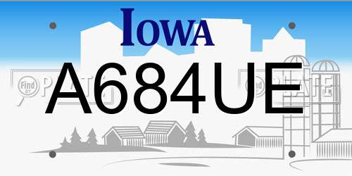 A684UE Iowa License Plate