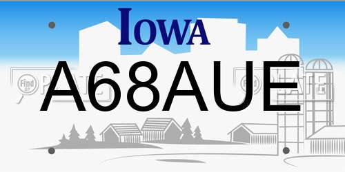 A68AUE Iowa License Plate