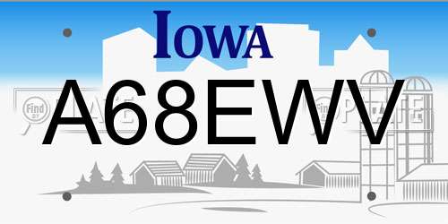 A68EWV Iowa License Plate