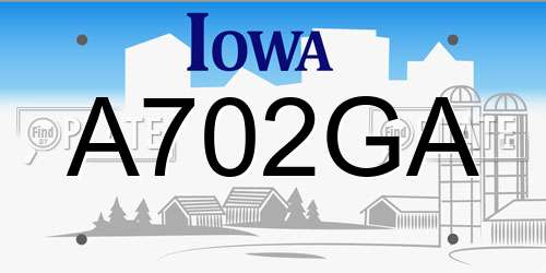 A702GA Iowa License Plate