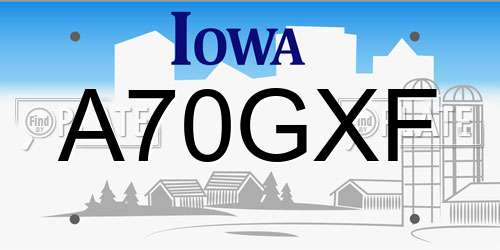 A70GXF Iowa License Plate