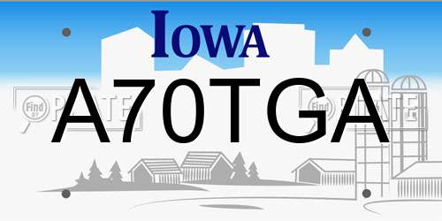 A70TGA Iowa License Plate