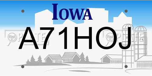A71HOJ Iowa License Plate