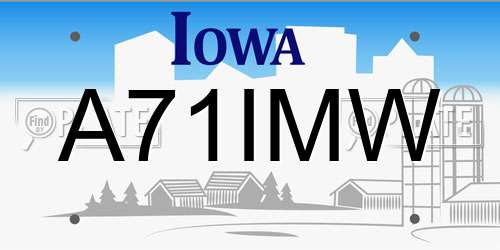 A71IMW Iowa License Plate