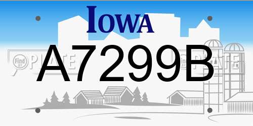 A7299B Iowa License Plate
