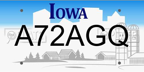 A72AGQ Iowa License Plate