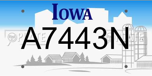 A7443N Iowa License Plate