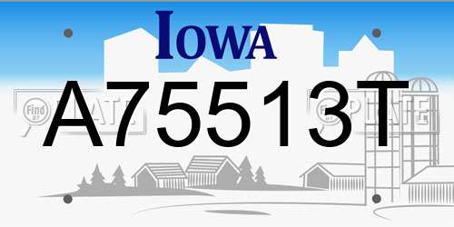 A75513T Iowa License Plate