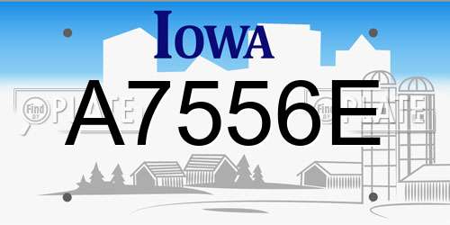 A7556E Iowa License Plate