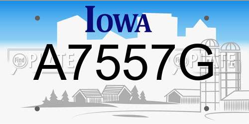 A7557G Iowa License Plate