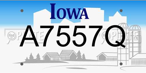 A7557Q Iowa License Plate