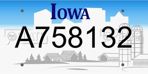 A758132 Iowa License Plate