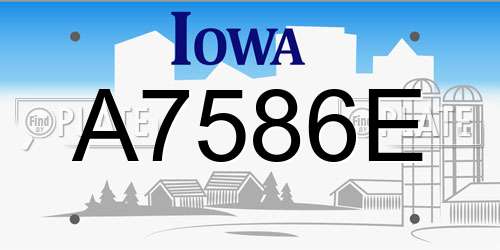 A7586E Iowa License Plate