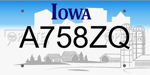 A758ZQ Iowa License Plate