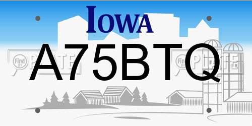 A75BTQ Iowa License Plate