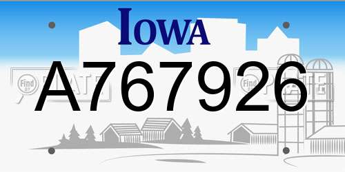 A767926 Iowa License Plate
