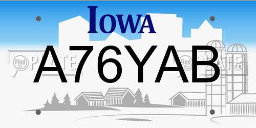 A76YAB Iowa License Plate