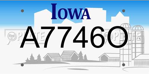 A7746O Iowa License Plate