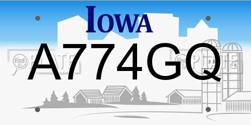 A774GQ Iowa License Plate