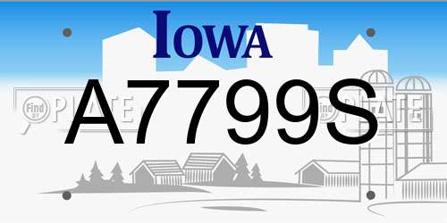 A7799S Iowa License Plate