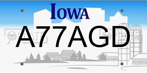 A77AGD Iowa License Plate