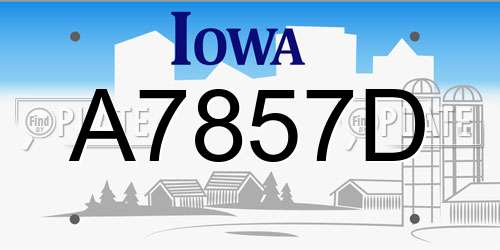 A7857D Iowa License Plate