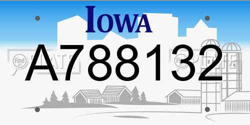 A788132 Iowa License Plate