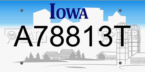 A78813T Iowa License Plate