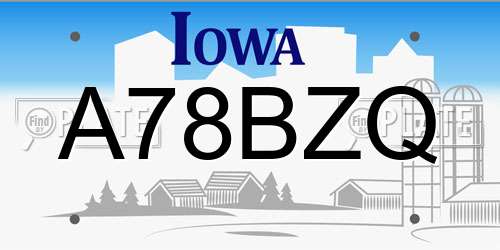 A78BZQ Iowa License Plate