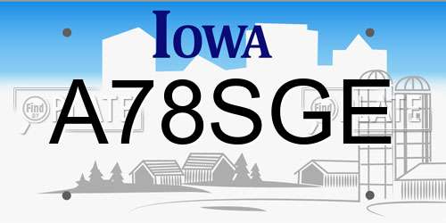 A78SGE Iowa License Plate