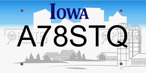 A78STQ Iowa License Plate