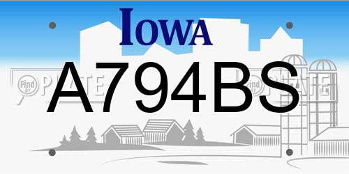 A794BS Iowa License Plate