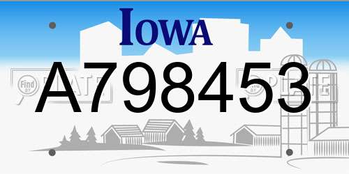 A798453 Iowa License Plate