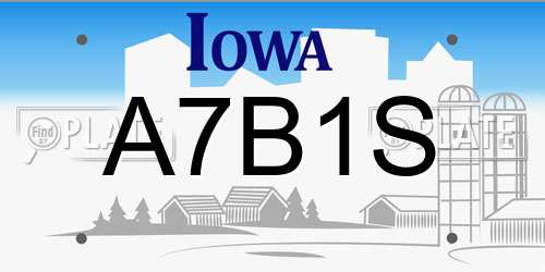 A7B1S Iowa License Plate