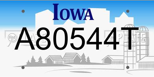 A80544T Iowa License Plate