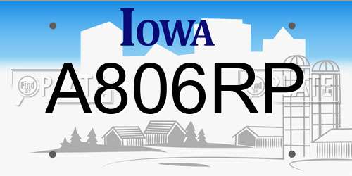 A806RP Iowa License Plate
