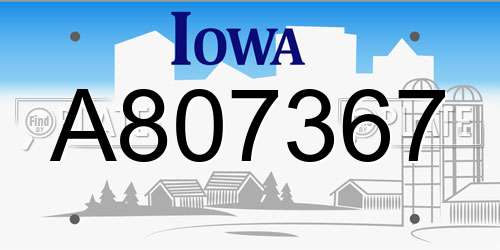A807367 Iowa License Plate