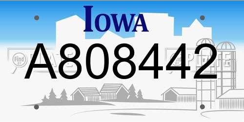 A808442 Iowa License Plate