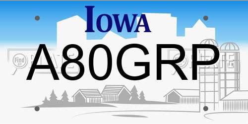 A80GRP Iowa License Plate
