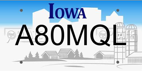 A80MQL Iowa License Plate