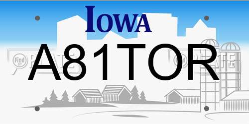 A81TOR Iowa License Plate