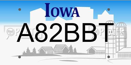 A82BBT Iowa License Plate